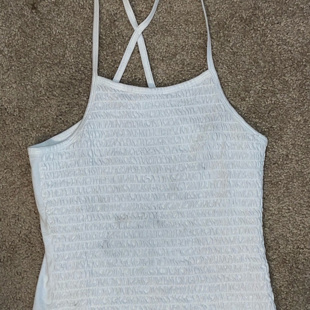 White ruffle tank top
